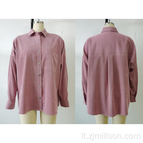 Shirt a maniche lunghe inverno di colore rosa softy autunno